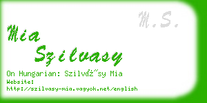 mia szilvasy business card